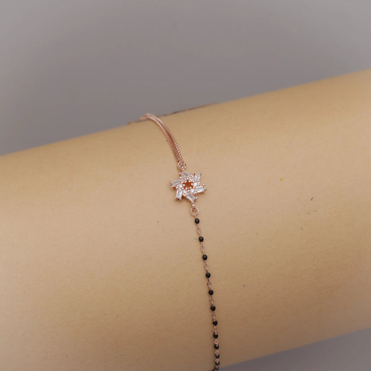 925 Silver Rose Snowspark Mangalsutra Bracelet - 925 sterling silver mangalsutra by Tassya Silver