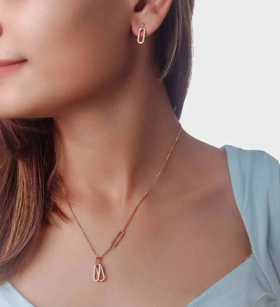 925 Silver Rose Link Elegance Set - 925 sterling silver jewellery set by Tassya Silver