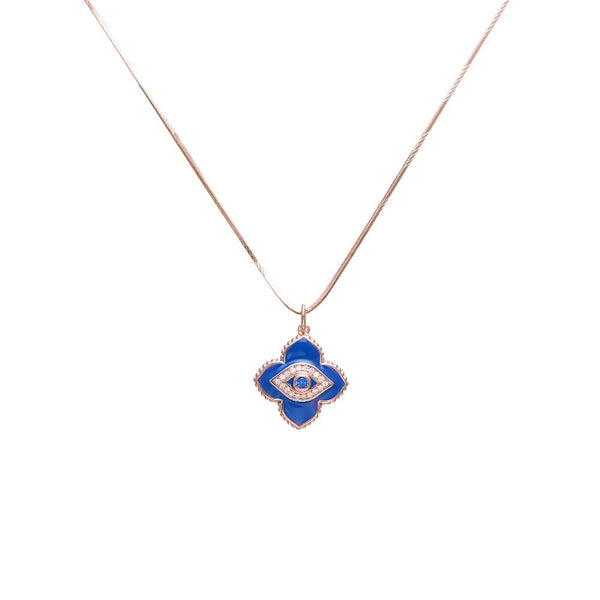 925 Silver Rosegold Azure Evil Eye Chain Pendant