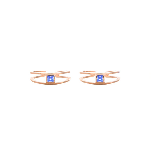925 Silver Rosegold Blue Mist Toe Rings (Pack of 2)