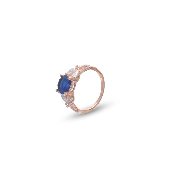 925 Silver Rose Gold Blue Royalty Ring