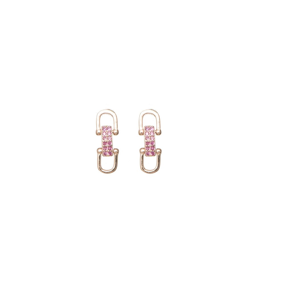 925 Silver Rose Gold Blush Link Baby Studs - 925 sterling silver earrings by Tassya Silver