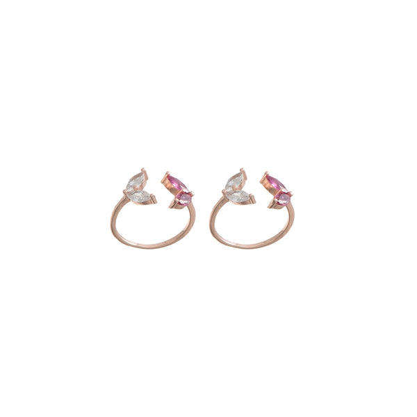 925 Rosegold Blush Petal Toe Rings (Set of 2)
