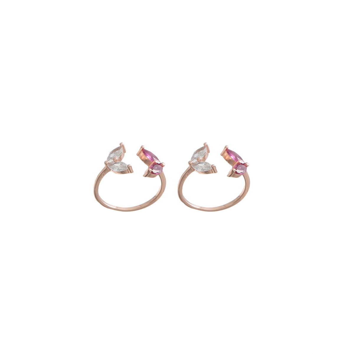 925 Rosegold Blush Petal Toe Rings (Set of 2) - 925 sterling silver ring by Tassya Silver