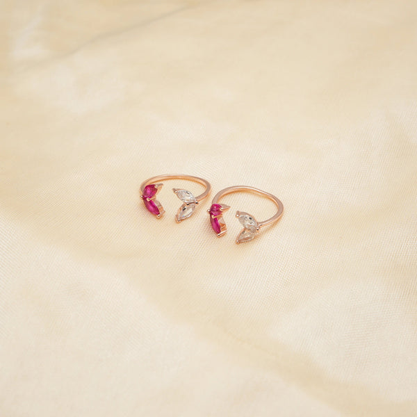 925 Rosegold Blush Petal Toe Rings (Set of 2)