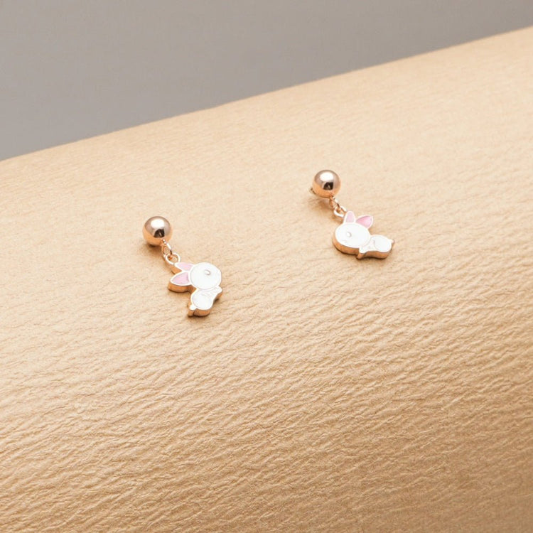 925 Silver Rose Gold Bunny Bliss Baby Drops - 925 sterling silver earrings by Tassya Silver