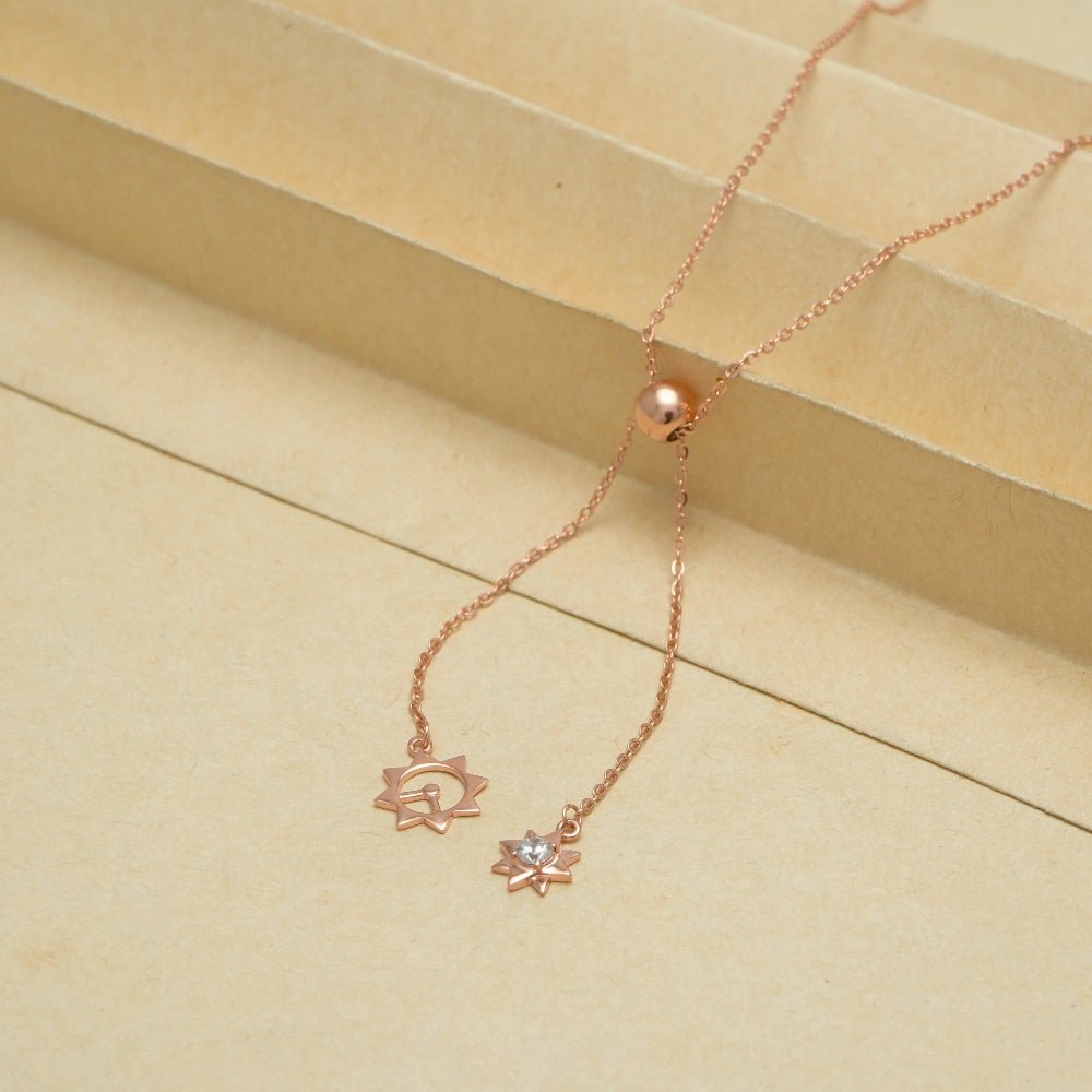 925 Silver Rosegold Celestial Duo Chain Pendant - 925 sterling silver pendant by Tassya Silver