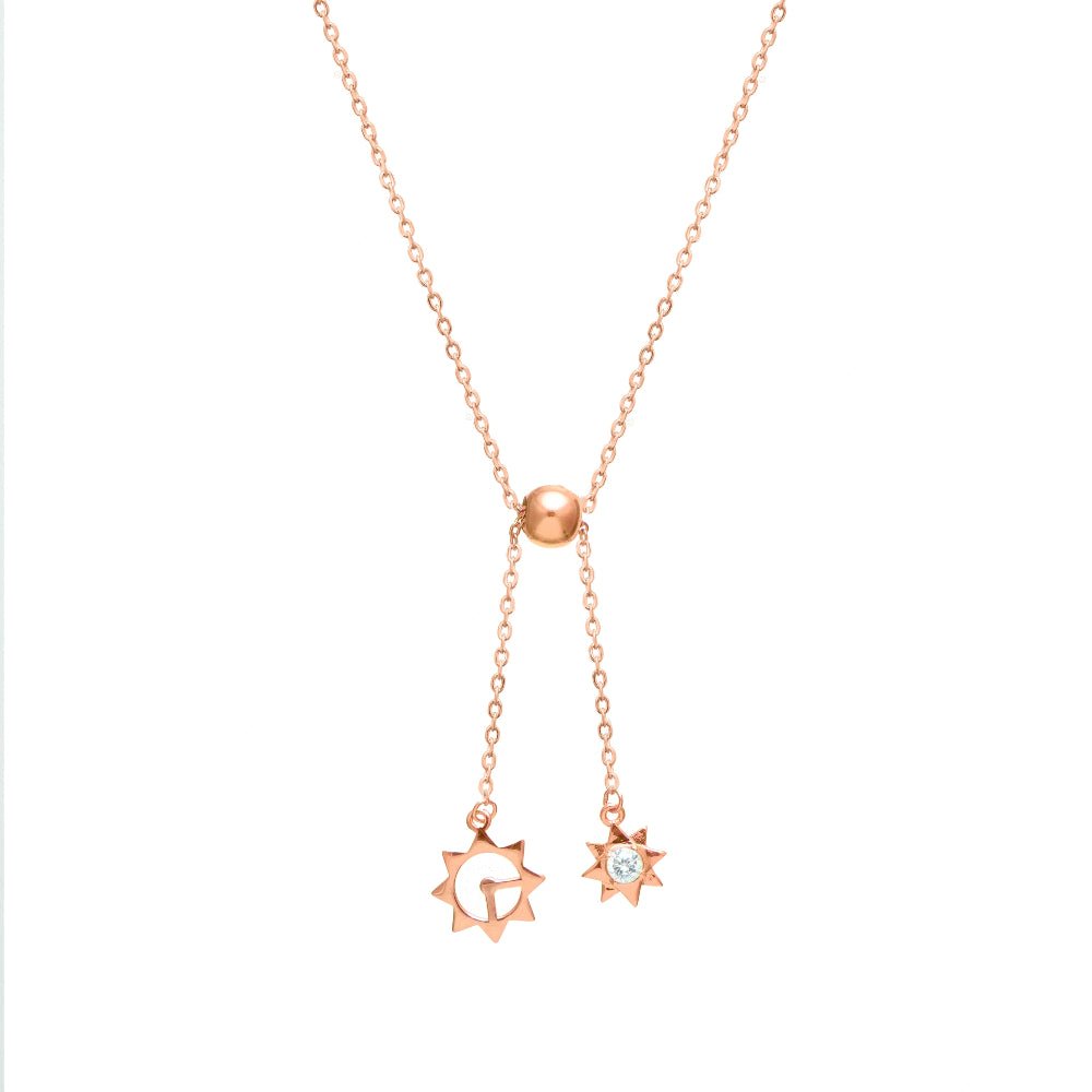 925 Silver Rosegold Celestial Duo Chain Pendant - 925 sterling silver pendant by Tassya Silver