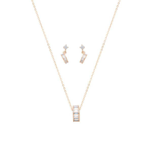 925 Silver Rosegold Classic Baguette Sparkle Chain Pendant Top