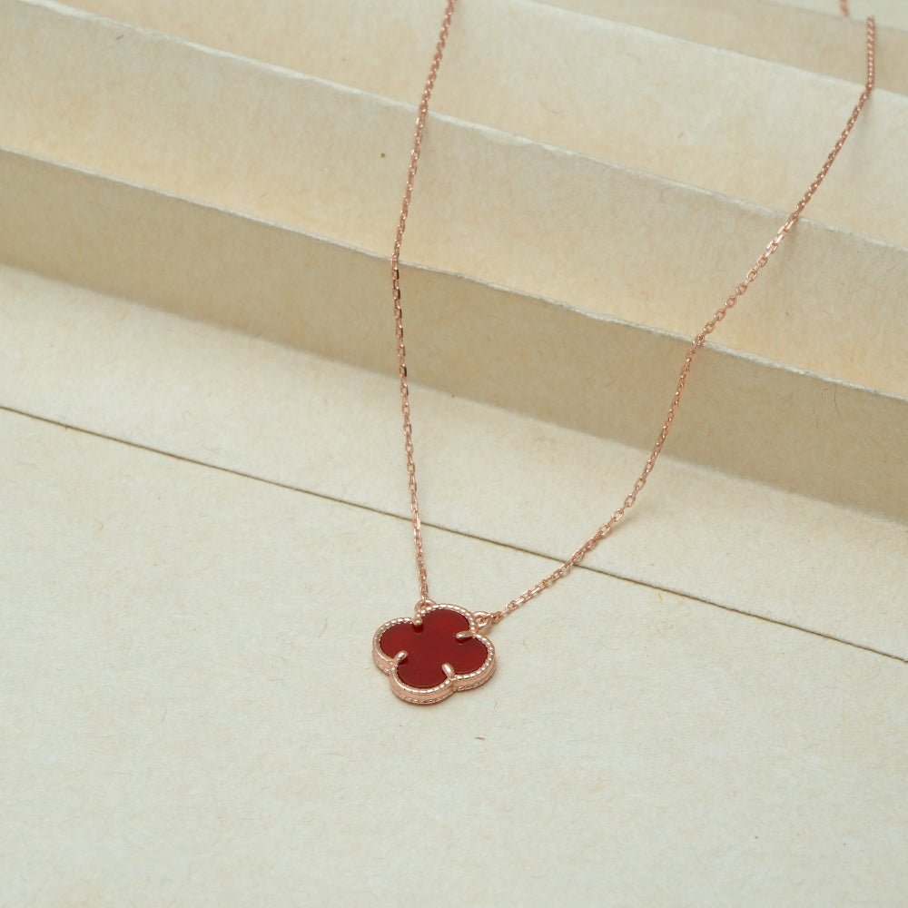 925 Silver Rosegold Crimson Clover Chain Pendant - 925 sterling silver pendant by Tassya Silver