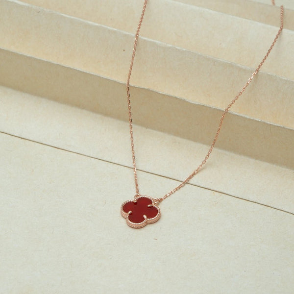 925 Silver Rosegold Crimson Clover Chain Pendant