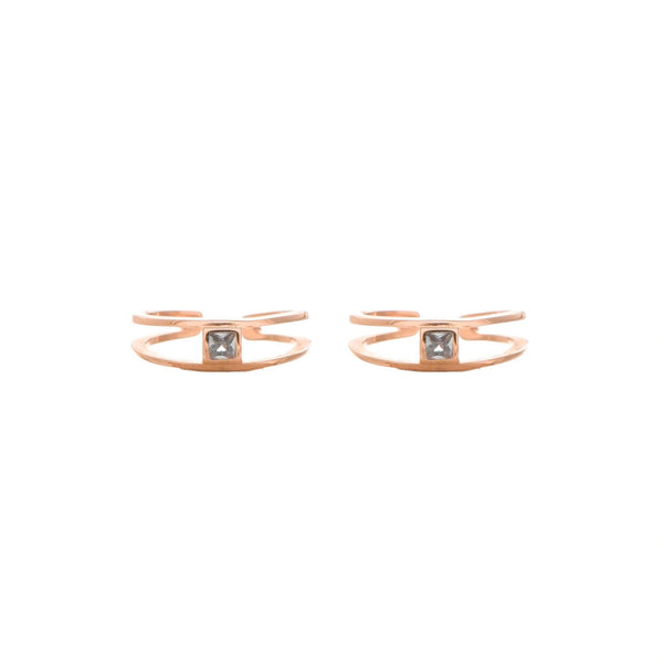 925 Silver Rosegold Crystal Glow Toe Rings (Set of 2)