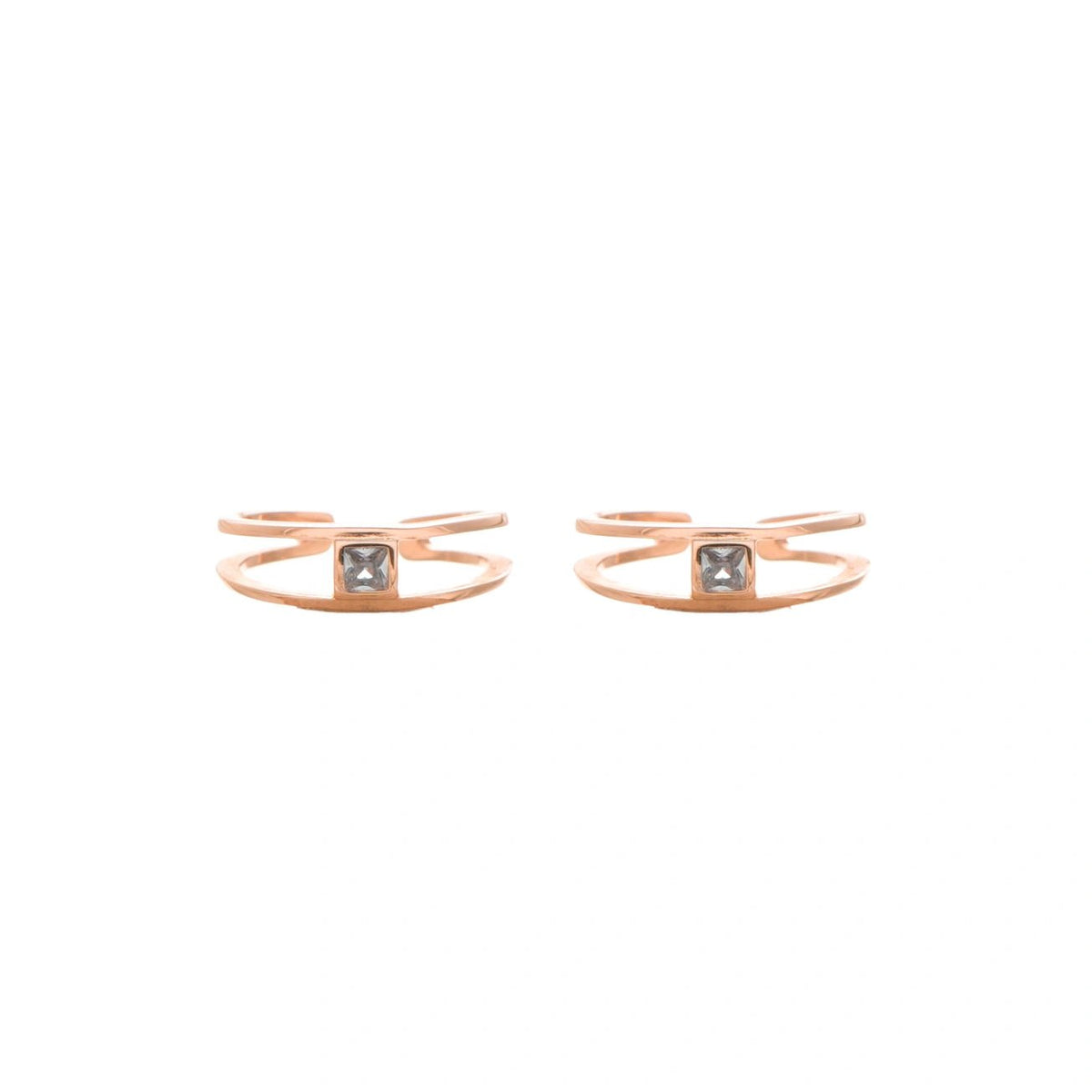 925 Silver Rosegold Crystal Glow Toe Rings (Set of 2) - 925 sterling silver ring by Tassya Silver