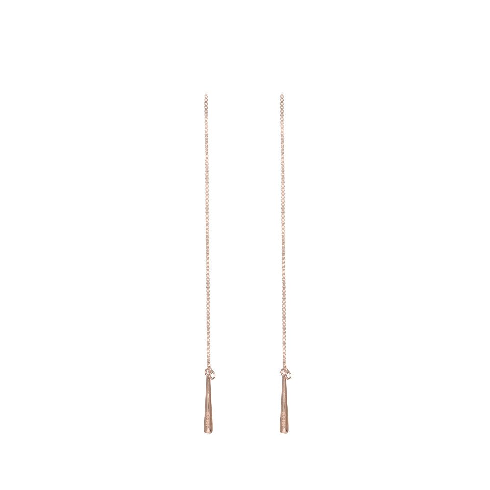 925 Silver Rose Gold Drop Threader Earrings - 925 sterling silver earrings by Tassya Silver