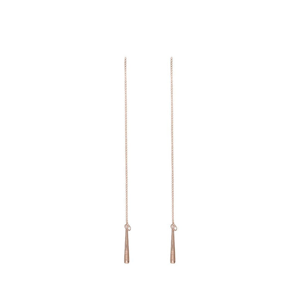 925 Silver Rose Gold Drop Threader Earrings