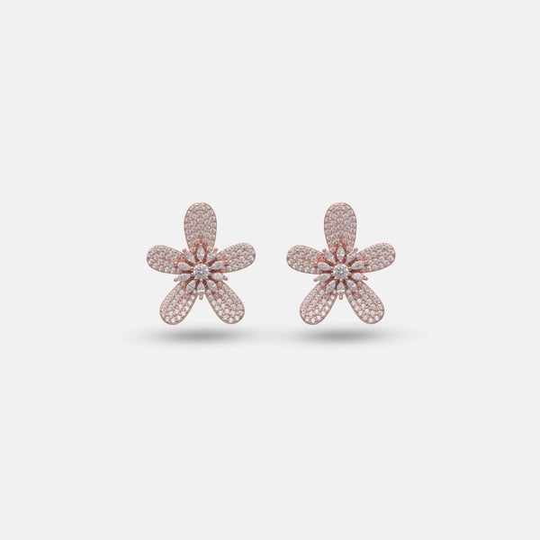 925 Rose Gold Petal Studs