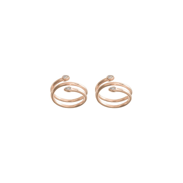 925 Silver Rosegold Twirl Shine Toe Rings (Pack of 2)