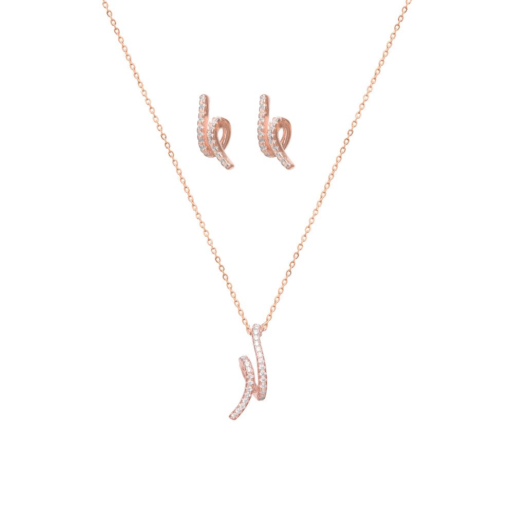 925 Silver Rosegold Wavy Sparkle Chain Pendant Top - 925 sterling silver pendant by Tassya Silver