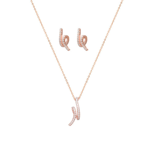 925 Silver Rosegold Wavy Sparkle Chain Pendant Top