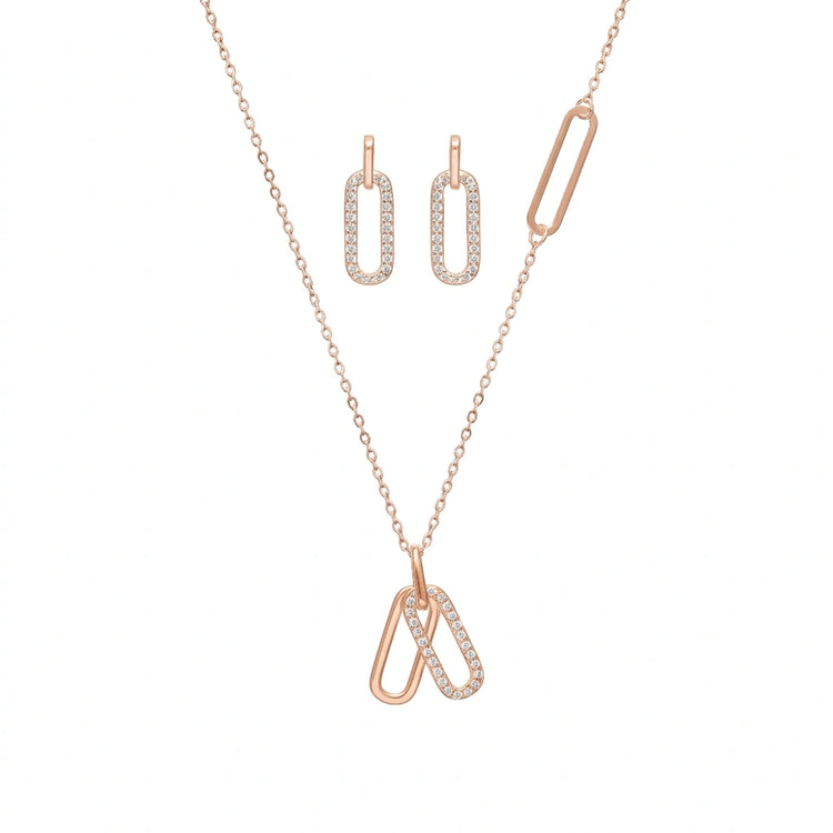 925 Silver Rose Link Elegance Set - 925 sterling silver jewellery set by Tassya Silver