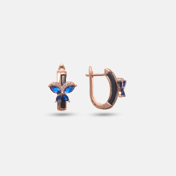 925 Silver Sapphire Flutter Hoop Earrings