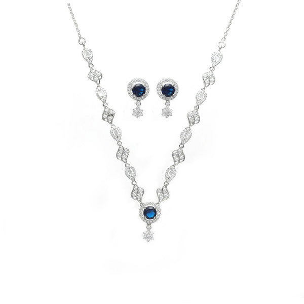 925 Silver Sapphire Necklace Set