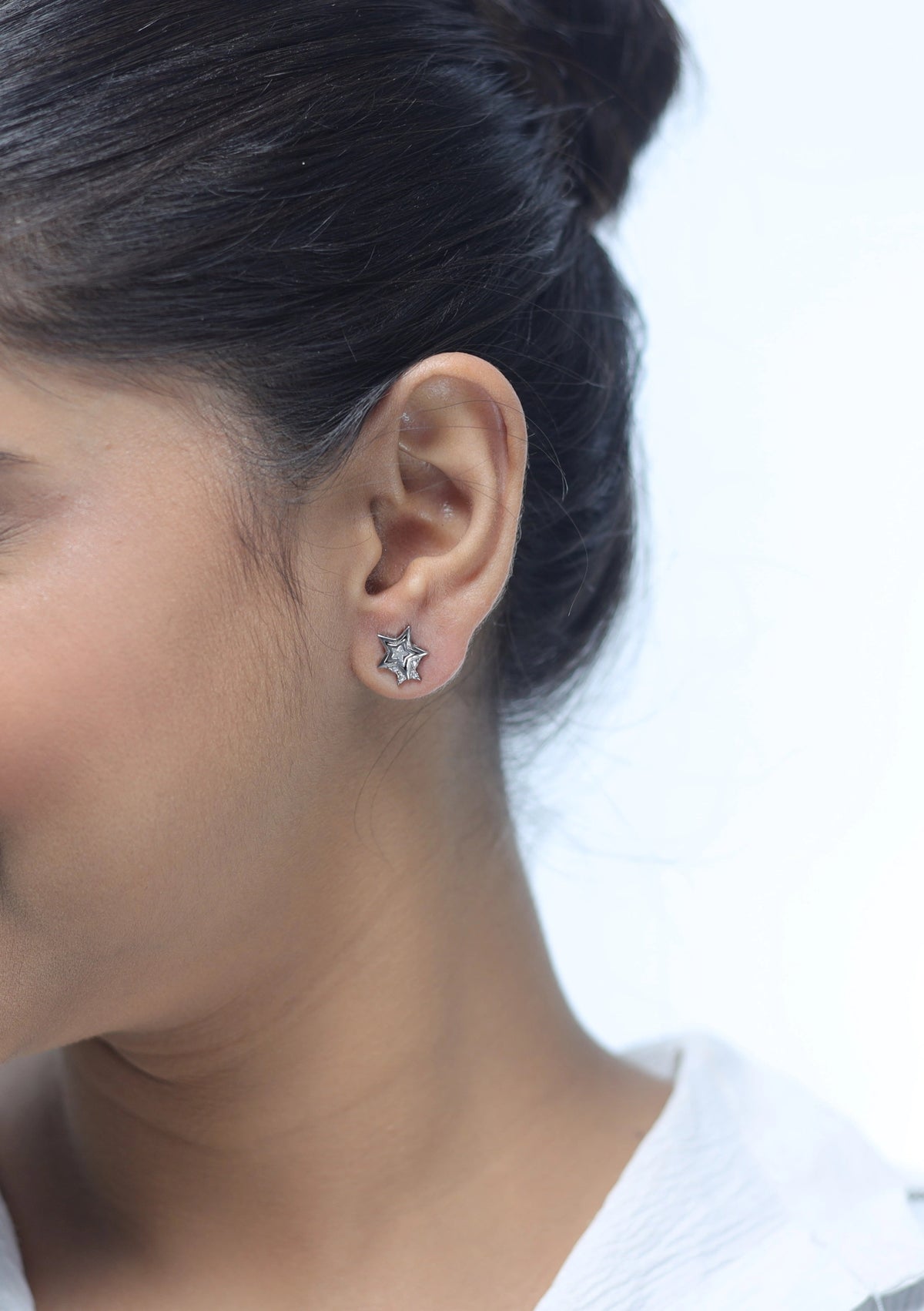 925 Silver 3D Star Studs - 925 sterling silver earrings by Tassya Silver