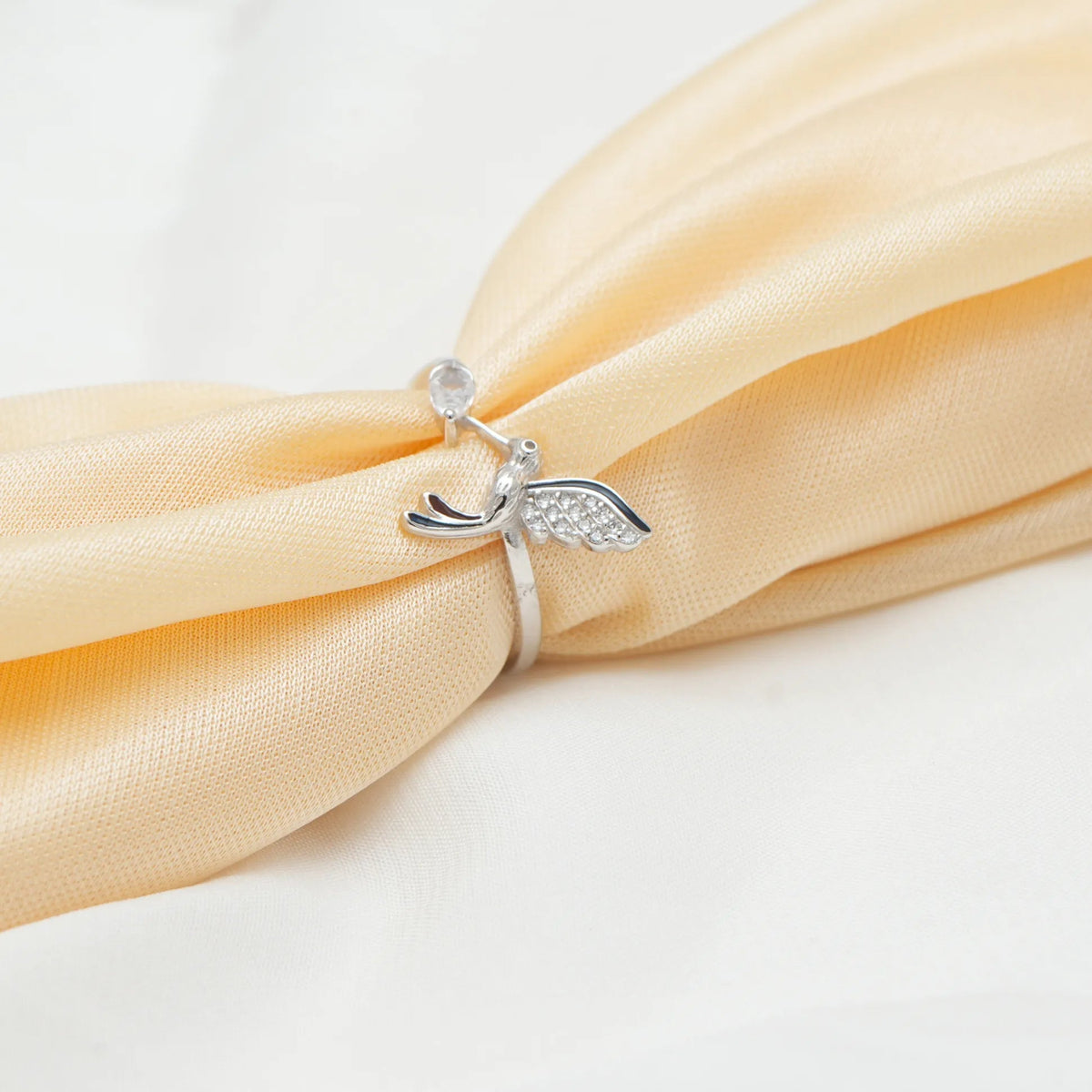 925 Silver Angel Wing Minimal Ring - 925 sterling silver ring by Tassya Silver