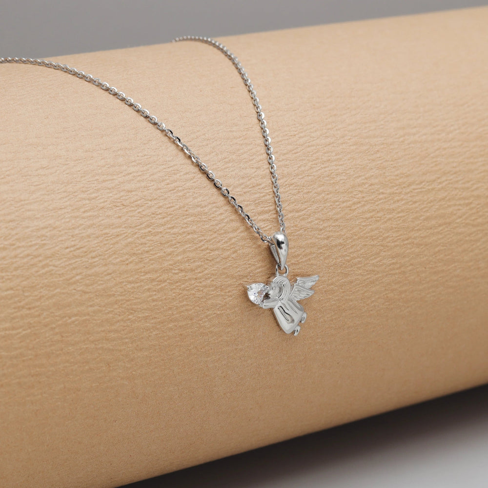 925 Silver Angel Heart Gem Pendant - 925 sterling silver pendant by Tassya Silver