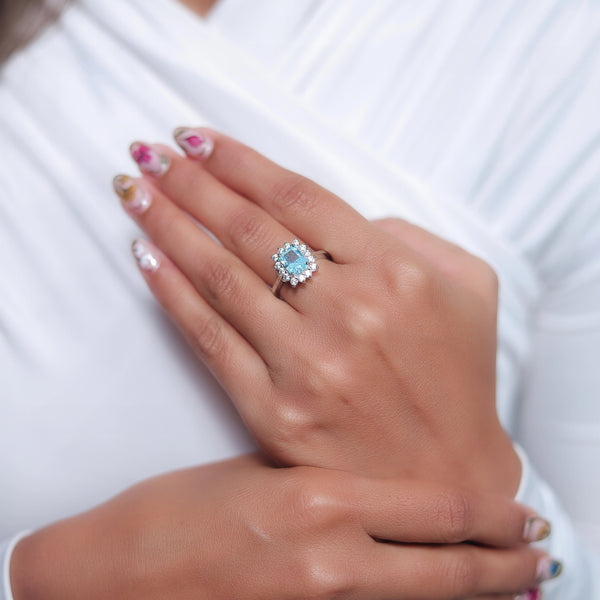 925 Silver Aqua Glitz Ring