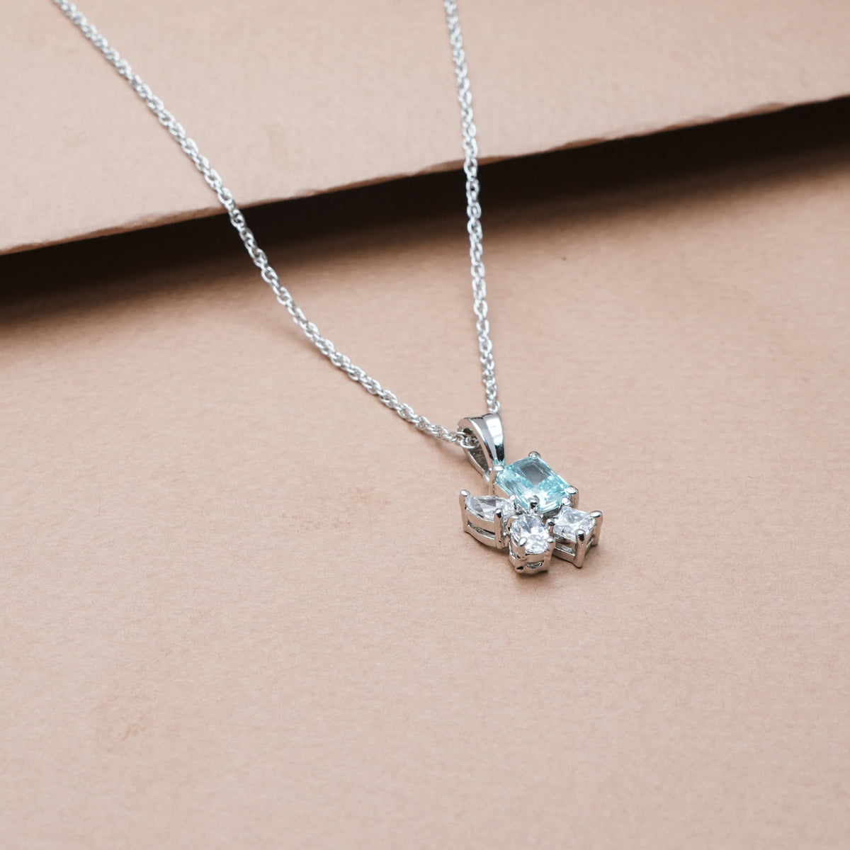 925 Silver Aqua Spark Pendant - 925 sterling silver pendant by Tassya Silver