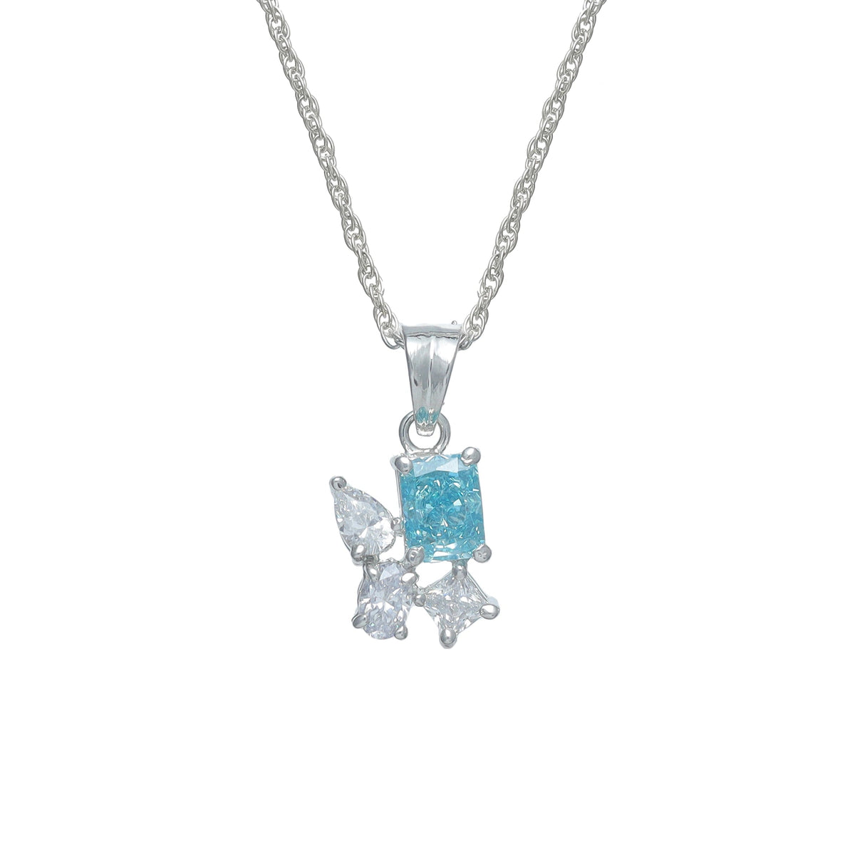 925 Silver Aqua Spark Pendant - 925 sterling silver pendant by Tassya Silver