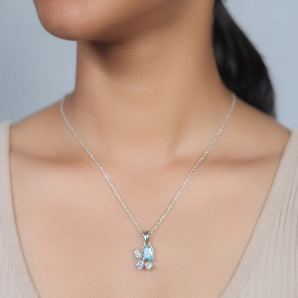 925 Silver Aqua Spark Pendant
