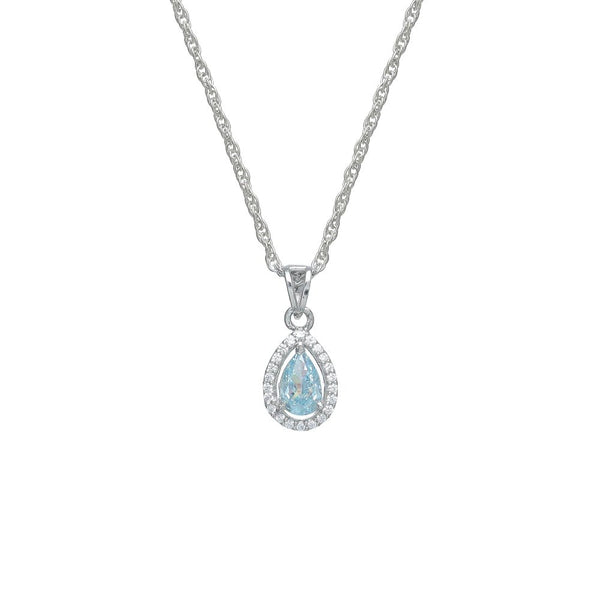 925 Silver Aqua Teardrop Pendant