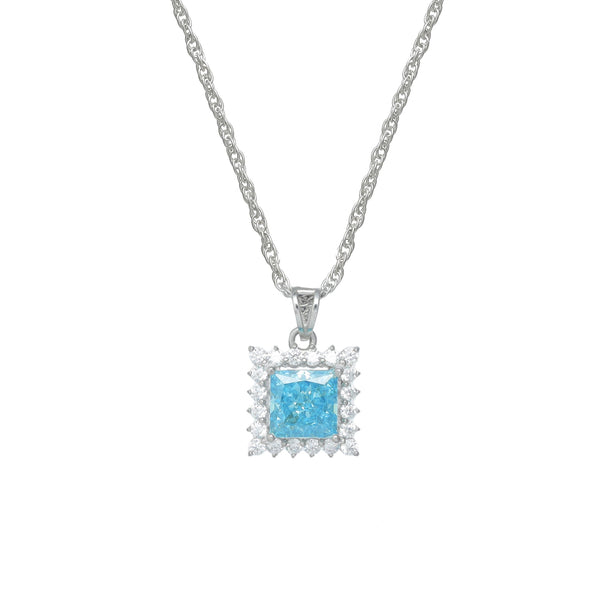 925 Silver Aquamarine Square Pendant
