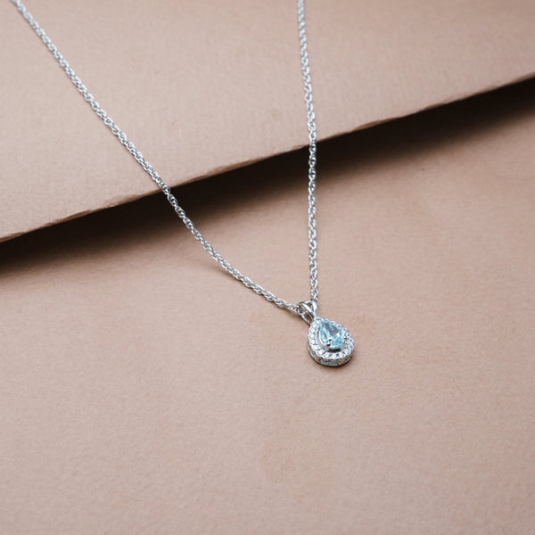 925 Silver Aquamarine Teardrop Pendant