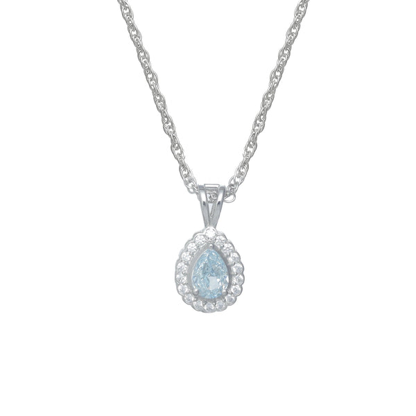 925 Silver Aquamarine Teardrop Pendant