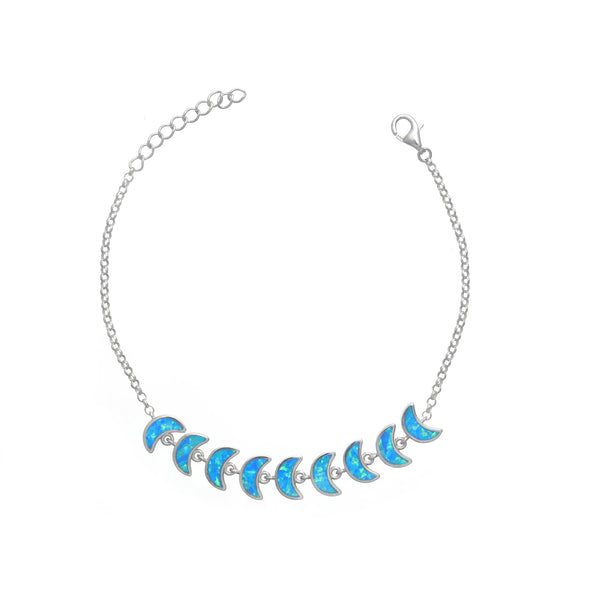 925 Silver Azure Crescent Opal Bracelet