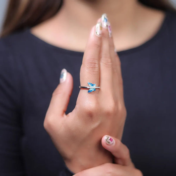 925 Silver Azure Wings Butterfly Ring