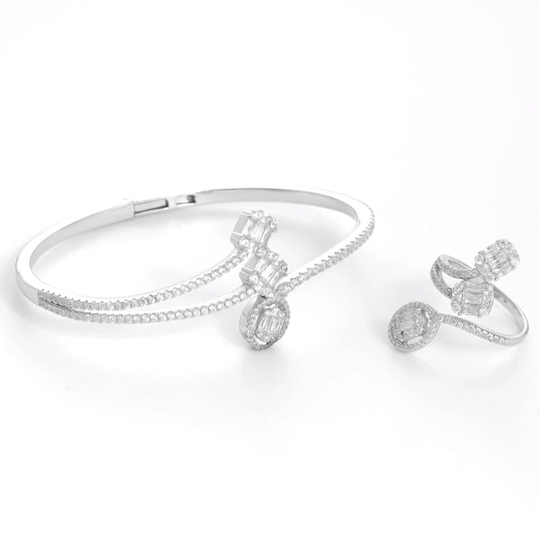 925 Silver Baguette Glow Bracelet & Ring Set