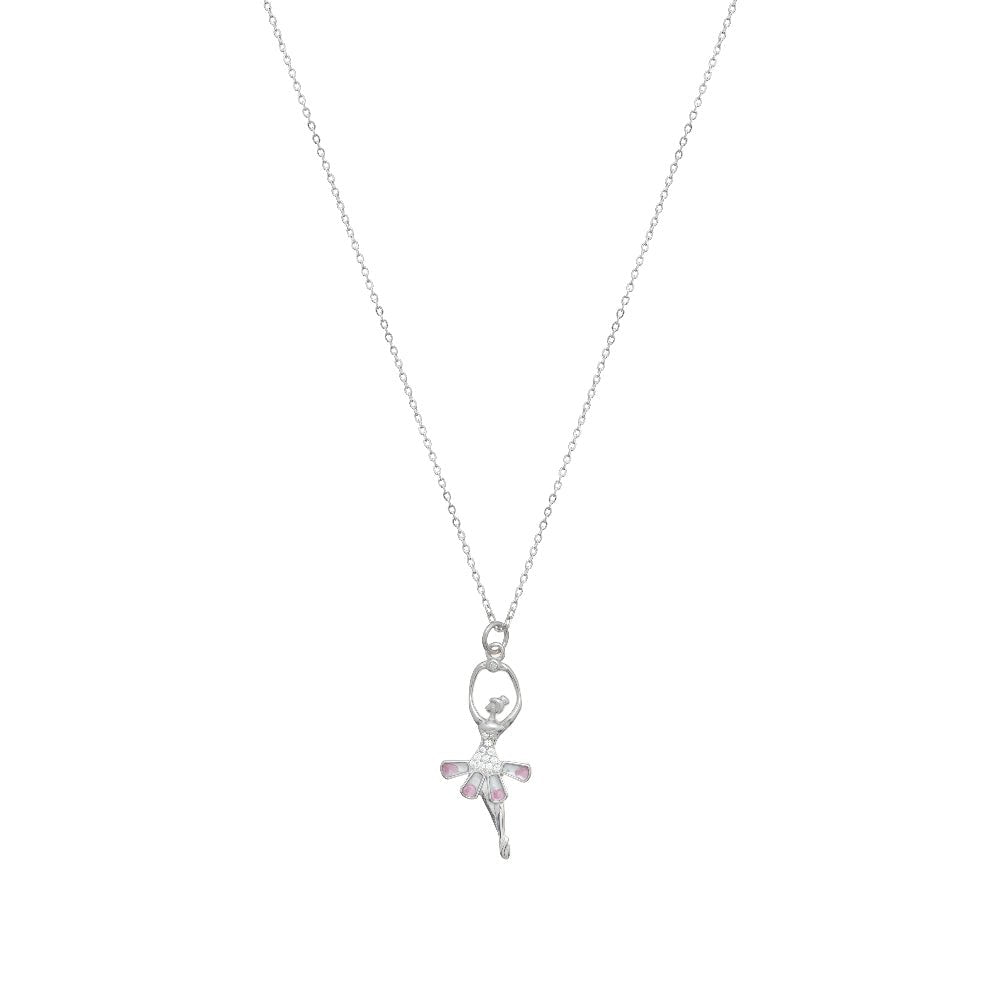 925 Silver Ballerina-Twirl Chain Pendant - 925 sterling silver pendant by Tassya Silver