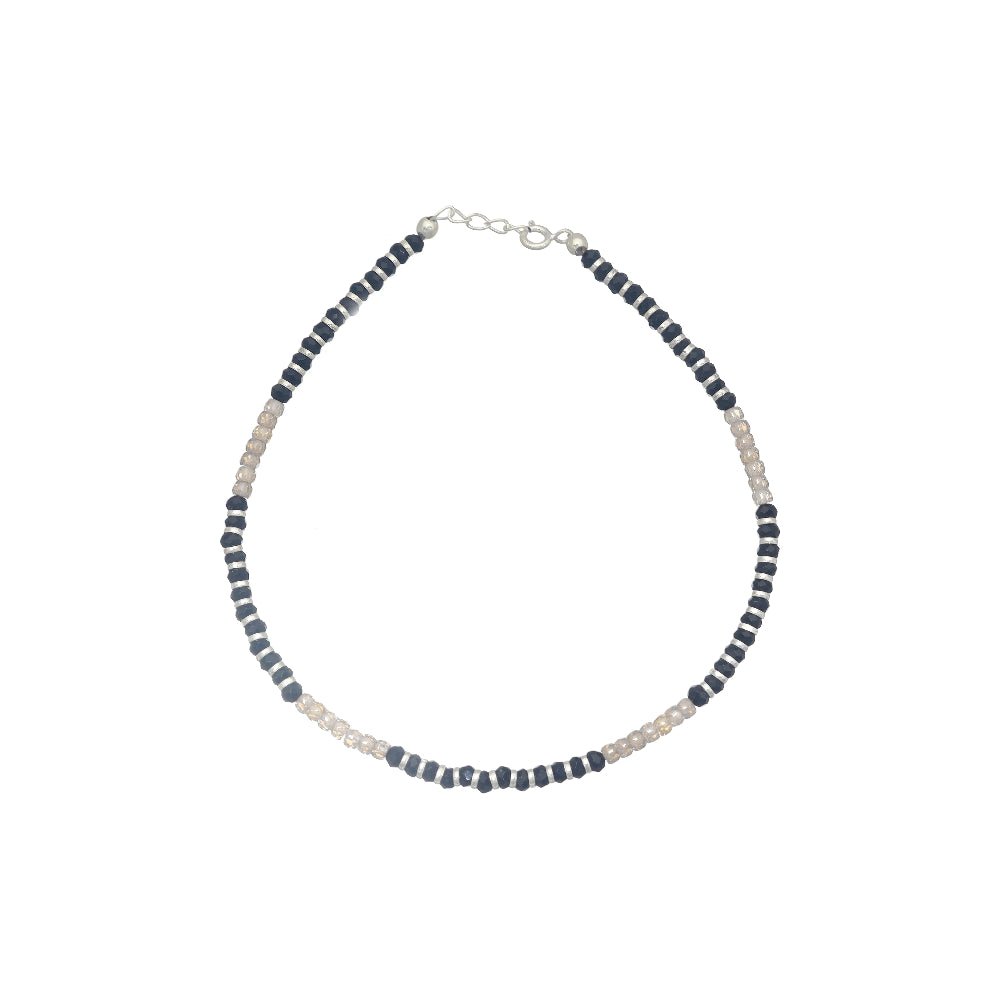925 Silver Black and White Beauty Anklet - 925 sterling silver anklet by Tassya Silver