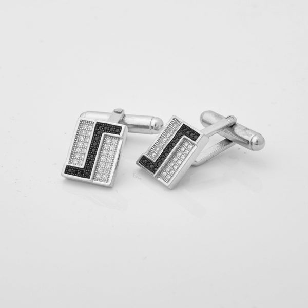 925 Silver Black & White Contrast Cufflinks