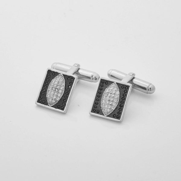 925 Silver Black & White Statement Cufflinks