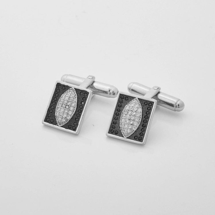 925 Silver Black & White Statement Cufflinks - 925 sterling silver jewellery by Tassya Silver