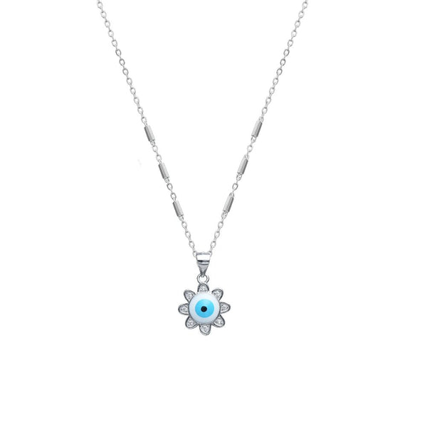 925 Silver Bloom Evil Eye Chain Pendant