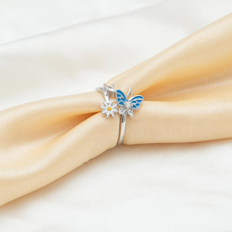 925 Silver Blossom Flight Floral Ring - 925 sterling silver ring by Tassya Silver
