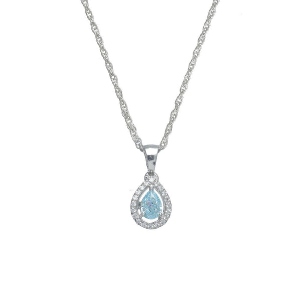 925 Silver Blue Dewdrop Halo Pendant