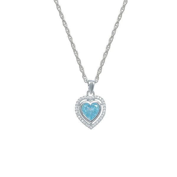 925 Silver Blue Heart Light Pendant
