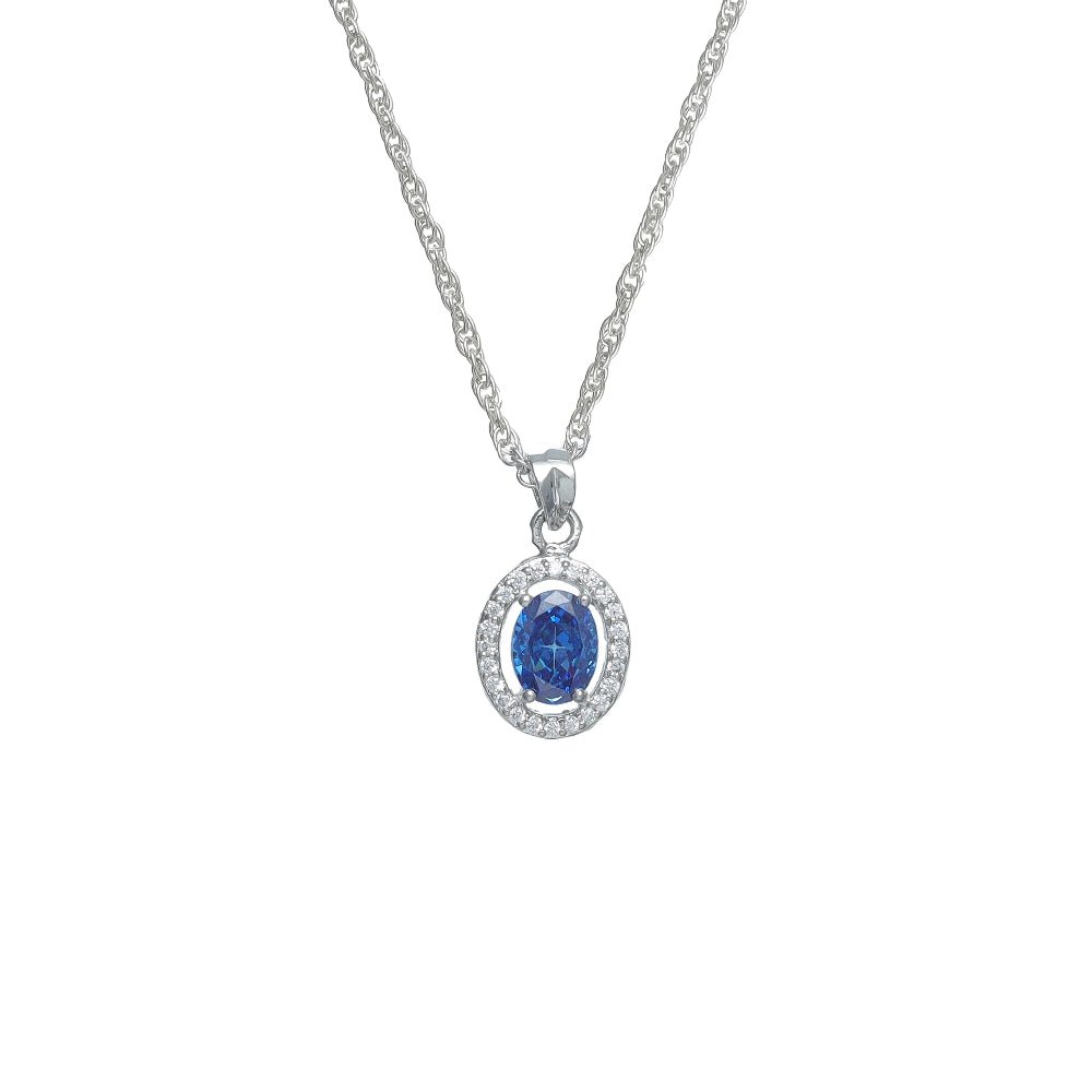 925 Silver Blue Midnight Halo Pendant - 925 sterling silver pendant by Tassya Silver